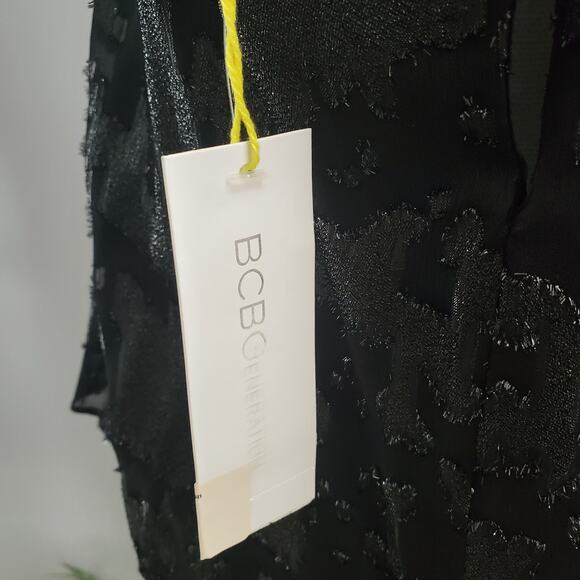 BCBGeneration Black Spaghetti Strap Tiered Shimmer Romper S - Picture 13 of 13